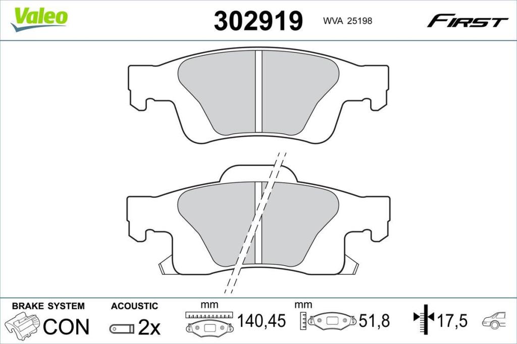 Jogo de 4 pastilhas de travão VALEO ref. 302919